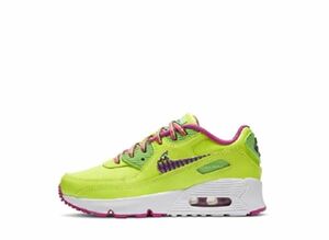 Nike PS Air Max 90 Leather "Volt/Fire Pink" 16.5cm CW5797-700