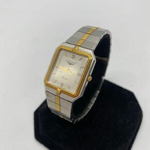 exH0015 LONGINES ロンジン メンズクォーツ腕時計 QZ M刻印 スクエア 純正ベルト 現状品