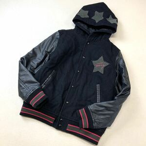 美品 TOMMY トミーヒルフィガー エコレザー スタジャン スタジアムジャンパー メンズ Mサイズ ブラック スター柄