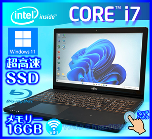 富士通 タッチパネル フルHD SSD 新品 1TB (1000GB) +外付HDD 750GB メモリ 16GB Windows11 Core i7 Office2021 Bluetooth ノートパソコン