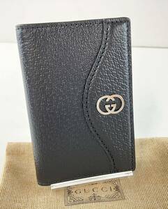 【STK4871】 GUCCI グッチ カードケース 名刺入れ レザー ブラック 黒 メンズ 735000・2184 袋付き