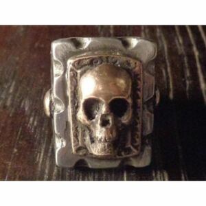 超希少!VINTAGE MEXICAN BIKER RING SKULL HEAD SQUARE USA HTCビンテージメキシカンバイカーリングスカルヘッド18.5号