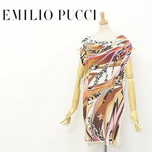 ◆EMILIO PUCCI/エミリオ プッチ シルク100％ 総柄 ノースリーブ ワンピース 38