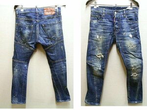 ◇即決[42]DSQUARED2 16SS TIDY BIKER JEAN S71LB0122 リペア ダメージ クラッシュ ストレッチ デニム スリム バイカー パンツ■3562