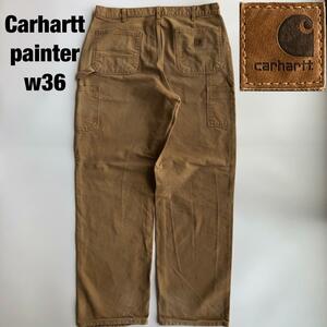 古着 人気カラー Carhartt カーハート ブラウンダック地 シングルニーペインターパンツ W36 B11BRN メキシコ製 レザーパッチ