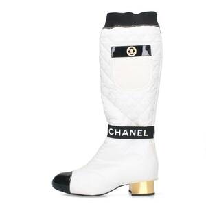 シャネル CHANEL 21AW G38428 サイズ:38 2wayロゴマトラッセポケットブーツ 中古 SB01