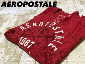 ☆送料無料☆ AEROPOSTALE エアロポステール 海外直輸入 古着 半袖 Tシャツ メンズL レッド トップス 中古 即決