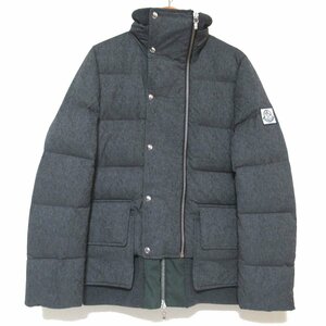 美品 MONCLER GAMME BLEU モンクレール ガムブルー ヘリンボーン ドッキング ダウンジャケット 1サイズ グレー