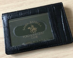 #BA013# SANTA BARBARAサンタバーバラPOLO&RACQUET CLUB 定期入れ／BLACK ブラック／未使用　保管品　傷、汚れ有り