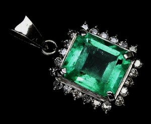 極上 エメラルド × 極上 ダイヤモンド ダイヤ 大粒1.75ct Pt900 ペンダントヘッド ネックレス チャーム アクセサリー▲957▼bus003gi