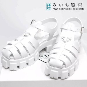 質屋 未使用 プラダ PRADA スポーティ フォームラバー サンダル ホワイト 白 ユニセックス メンズ レディース 23k43-1 みいち質店