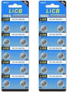 LiCB 20個 SR927SW ボタン電池 時計用【SR927sw、395、LR927、AG7、399、LR57、SR927相当