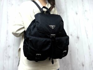 極美品 PRADA プラダ テスート リュックサック バッグ ナイロン×レザー×ナイロンキャンバス 黒 71292