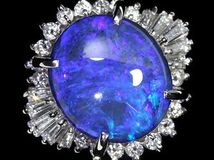 UU11121T【1円～】新品【RK宝石】≪opal≫ 神秘の宝石!! 天然ブラックオパール 大粒4.6ct 極上ダイヤモンド Pt900 高級リング ダイヤ