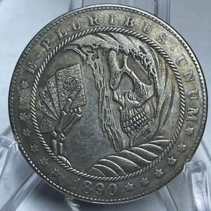 WX1434流浪幣 トランプ 髑髏 天眼 鷹紋 外国硬貨 貿易銀 海外古銭 コレクションコイン 貨幣 重さ約21g
