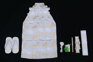 inagoya■卒園式・入学式に！■【男の子袴+小物セット◆紐下60ｃｍ】金襴 化繊 中古 着用可 y8710bq