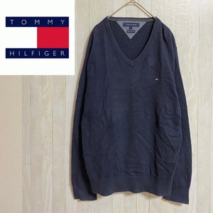 TOMMY HILFIGER★トミーヒルフィガー★長袖 ウールコットン セーター Vネック メンズ★サイズXL　12-8