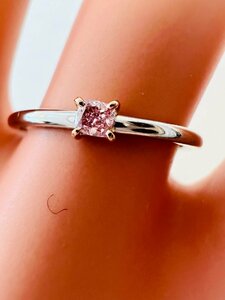 ☆ピンクダイヤモンド ☆Fancy Intense Pink☆Si1 0.065ct☆プラチナ☆ピンクゴールド☆リング　ve2311suad