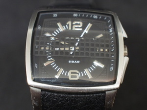 中古 電池交換済 ディーゼル DIESEL 腕時計 アナログウォッチ レザーベルト クオーツ メンズ 型式: DZ-1304 管理No.16883