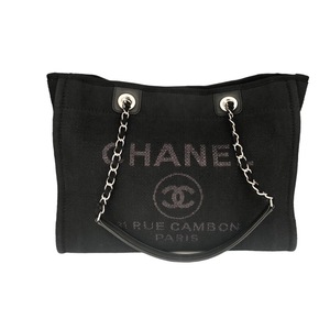 シャネル CHANEL ドーヴィルチェーントート A67001 ミックスファイバー トートバッグ レディース 中古