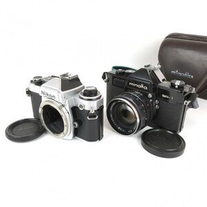 まとめ 2点 フィルムカメラ 一眼レフ ミノルタ SR-1 AUATO ROKKER-PF 1:1.8 f=55mm ニコン FE ケース付きあり 0420-055