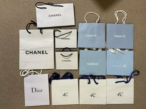 ブランド 紙袋 まとめて 小さ目サイズ CHANEL シャネル Dior ディオール 4℃ canal4℃ ヨンドシー カナル ショッピングバッグ ショッパーDK