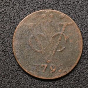 KM#70/オランダ領東インド VOC DUIT銅貨(179２)ホラント・ミント[E1935]コイン、蘭印、インドネシア