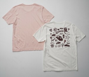 GP7606◇パパス/Papas メンズM 2枚セット クルーネック プリントTシャツ ドビー刺繍シャツ ロゴ 半袖 カットソー ピンク/ホワイト系