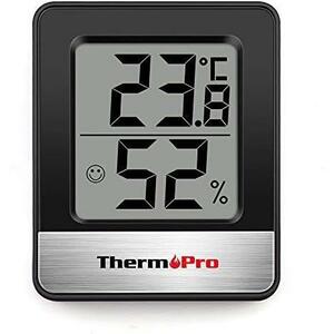 ★ブラック/1枚★ ThermoProサーモプロ 湿度計 温度計 温湿度計デジタル 湿度計室内 大画面 見やすい 顔マーク 壁掛け 卓上スタンド
