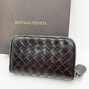 【国内正規品】BOTTEGAVENETA ボッテガヴェネタ　イントレチャート コインケース　小銭入れ　レザー　本革　ミニジップ　ダークブラウン　