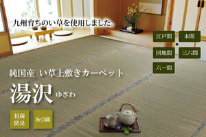 純国産 い草 上敷き カーペット 糸引織 『湯沢』 本間3畳(約191×286cm）