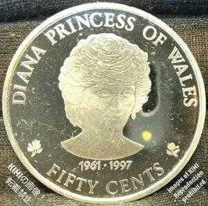 50セント　エリザベス2世　ダイアナ妃　1997　クック諸島　ダイアナ プリンセス オブ ウェールズ　大型ニッケル記念コイン　直径38.6mm