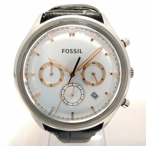 FOSSIL フォッシル FS-4640 クロノデイト／QZクォーツ／稼働品☆１円～