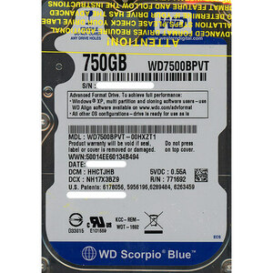Western Digital製HDD WD7500BPVT 750GB SATA300 [管理:20343782]