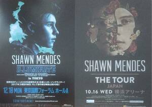 SHAWN MENDES (ショーン・メンデス) ILLUMINATE WORLD TOUR in TOKYO 2017 & THE TOUR JAPAN 2019年 チラシ 非売品 2種2枚組