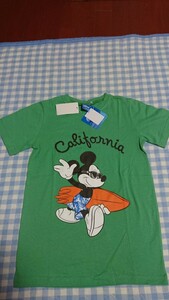 ♪137☆未使用・保管品☆DISNEY☆半袖Tシャツ　緑ミッキー150