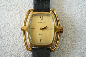 F805 DIor BULOVA ディオール ブローバ 手巻き ゴールドカラー レディース 腕時計 ブランド ヴィンテージ アクセサリー 不動品