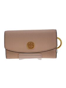 TORY BURCH◆ROBINSON PEBBLED KEY CASE/キーケース/レザー/PNK/レディース