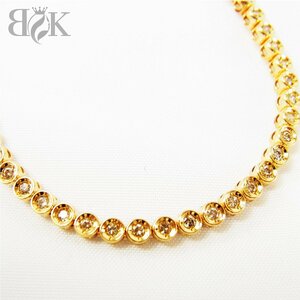 K18 テニスブレスレット ダイヤmd1.00ct 約10.3ｇ 腕回り：約18cm 幅：約3.1mm ゴールド ■