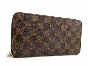 1円 LOUIS VUITTON ルイヴィトン N60015 ダミエ ジッピーウォレット ラウンドファスナー 長財布 ウォレット ブラウン系 AY1628