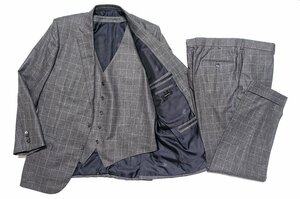 極美品 Ermenegildo Zegna ゼニア SU MISURA カシミヤシルクフランネル チェック スリーピーススーツ セットアップ メンズ 54 52