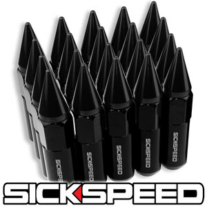 SICKSPEED　スパイクナット ブラック P1.25 20本 90ｍｍ JDM USDM シックスピード ホイールナット ニッサン スバル スズキ アルミナット