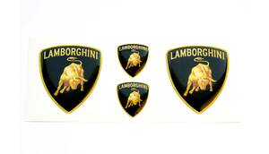 即納 ランボルギーニ Lamborghini ガヤルド シールド 3D ロゴ 4枚セット ステッカー《送料無料》