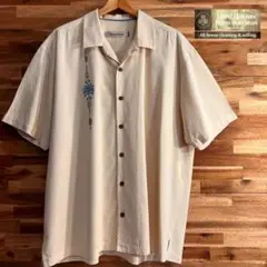 【J02】トミーバハマ 半袖シャツ 開襟シャツ イエロー 刺繍 メンズ XL