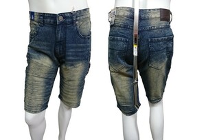 MENS DENIM SHORT PANTS ウォッシュ加工 デニム ショートパンツ ハーフパンツ 短パン 34インチ sp-4130-TINT-34