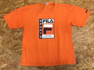 フィラ FILA ロゴプリント スポーツ レトロ古着 ストリート 90s 半袖Tシャツ カジュアル キッズ160 オレンジ 大人もOK！