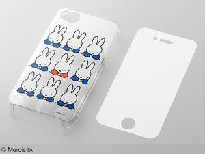 ミッフィー◆iPhone 4/4Sケース◆シェルカバーケース　液晶保護フィルム◆Dick Bruna　ディック・ブルーナ　miffy◆MF2◆おべんきょう