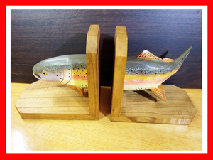 RainbowTrout Wood BOOK ENDS