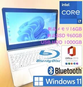 [タッチパネル+最強i7+新品メモリ16GB+新品SSD960GB+HDD1TB] NEC Lavie i7-4700MQ/Win11Pro/office2019 H&B/Blu-Ray/カメラ/USB3.0/BLT