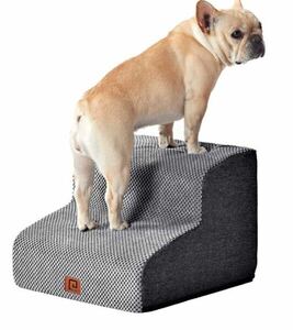 EHEYCIGA 犬階段 2段 グレー ペットステップ ドッグステップ ペット階段 犬用階段 滑り止め付き 洗える カバー